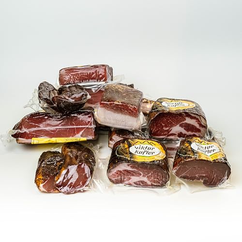 Viktor Kofler Fleischprodukte Box Speck Coppa Lardo Bauchspeck Bergschinken & Filet | Südtiroler Feinkost Selektion mit 6 Schinken- & Speck-Sorten