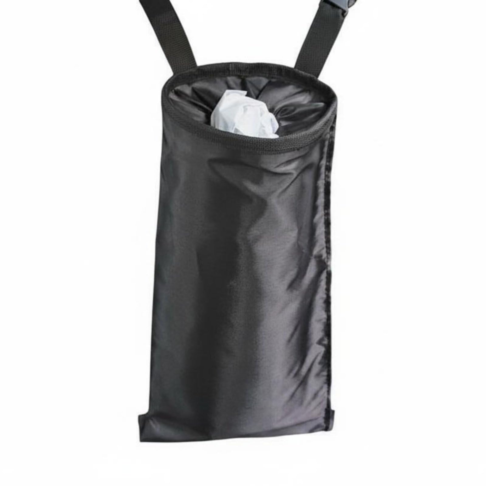Soft-Sided Hanging Car Trash Bag Polyester Foldable Car Trash Pouch Black Vehicle Storage Cylindrical, 210D Regular Strap-picture-23