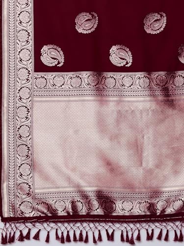 Image of AKHILAM Women's Silk Blend Woven Design Saree With Unstitched Blouse Piece(3PAKHI51 Parent)