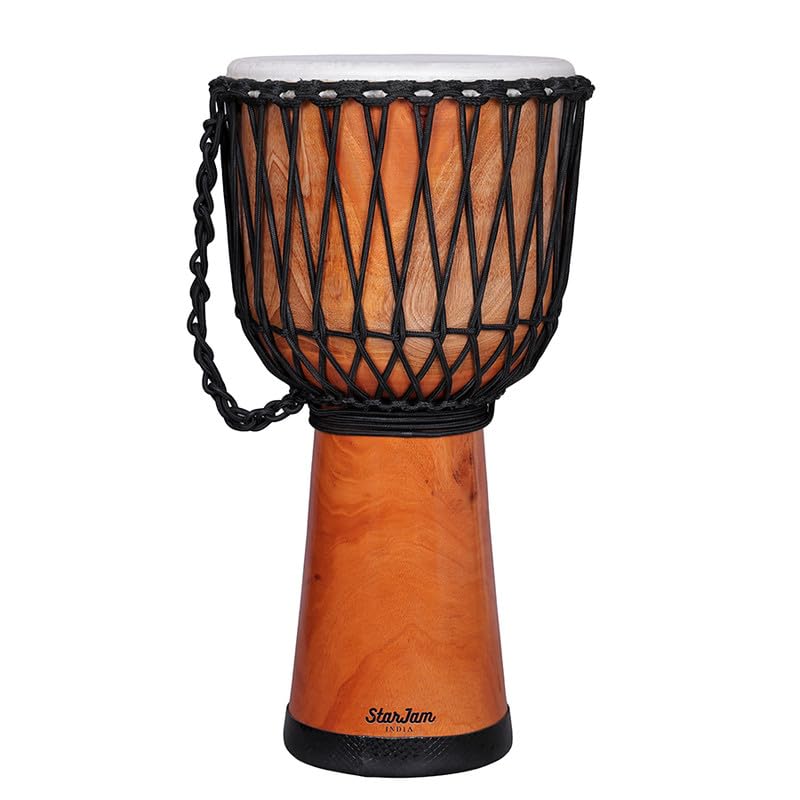 StarJam- Djembe 10 Inches Diameter X 20 Inches Height Mahogany Wood Djembe Drum - Pure Natural (10 x 20 Inches)-image-25