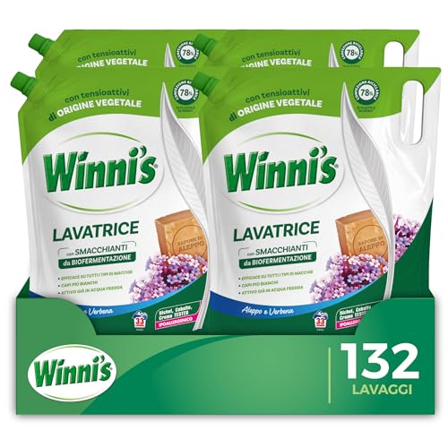 Winni's Detersivo Lavatrice, Aleppo e Verbena, 132 Lavaggi, 1485 ml x 4