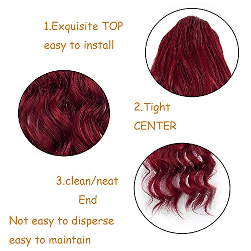 Kethbe 24 Inch Long Body Wave Ponytail Hair Extension Synthetic Heat Resistant Wrap Around Drawstring Curly Wavy Ponytail Hairpieces For Women(Red) #TOP2