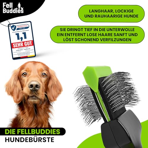 FellBuddies® Flexible Zupfbürste für Hunde - Professionelle Hundebürste zum lösen von Knoten und Verfilzungen | Sanfte Fellpflege