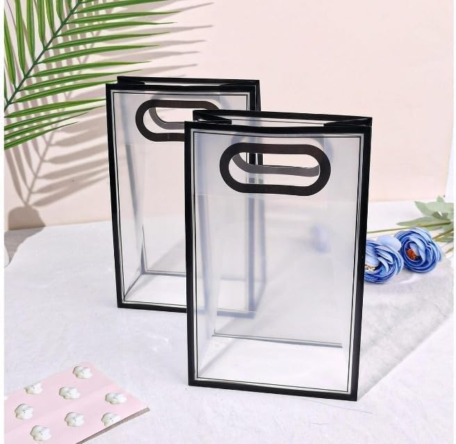 SATYAM KRAFT 12 Pcs Translucent Reusable Multipurpose Gift Bags | Gift for Her/Him, Wedding Return Gifts Baby Shower Anniversary Birthday Hamper Shopping, Party Favors (Small)