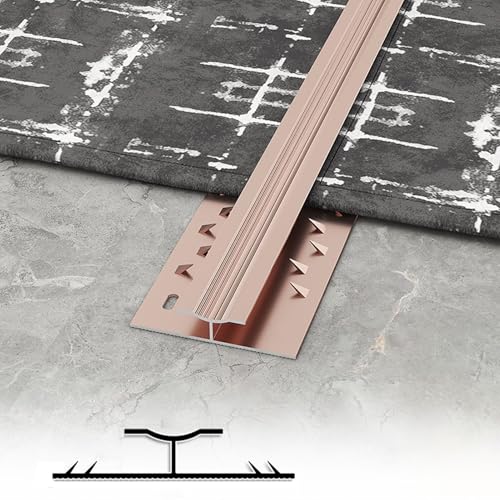 Tira de Umbral Tira de Transición para Unir Bordes de Alfombras, Tira de Cubierta de Costura de Borde de Alfombra Sin Costura con Dientes, Barra de Transición Suave para Dos Alfombras(Rose gold)