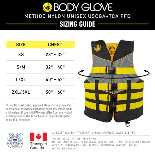 Image of Body Glove Adult PFD Life Vest. Durable Polymer Shell, Lightweight PE Foam, Oversized Armholes, 4 Heavy-Duty Adjustable Belts