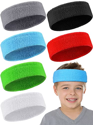 Kids Boys Headbands Sweat Headbands Colorful Toddle Athletic Headbands Sweatband Forehead Sweatband Basketball Soccer Headband for Children Over 5 Years Old (6)