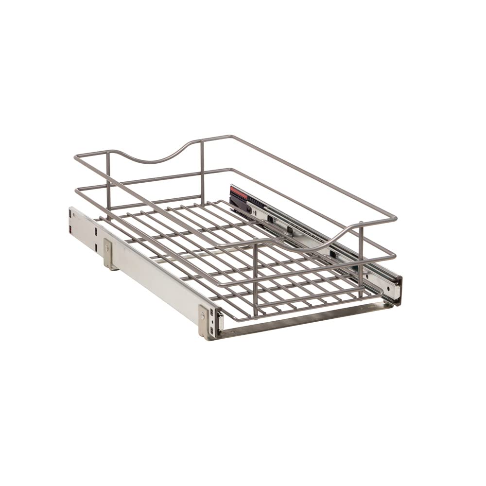 Knape & Vogt Simply Put Panier coulissant en métal à 1 niveau 29,2 x 14,5 cm (l x H), 28 cm, nickel givré