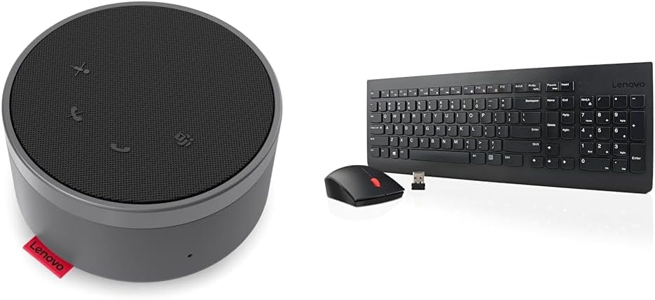 Lenovo Go Wired Speakerphone with Dual Mics - Plug-and-Play USB-C - Microsoft Teams Certified 510 Wireless Keyboard and 1200 DPI Optical Mouse Combo
