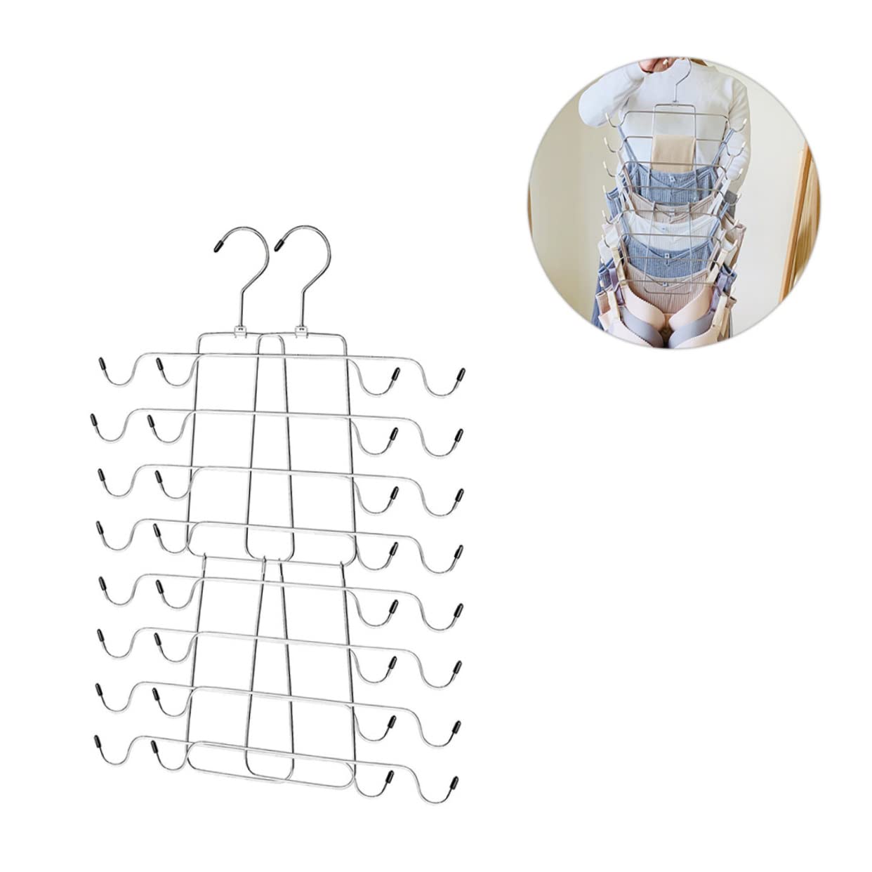 Hohopeti 2pcs Multi Underwear Hangers for Closet Organization Foldable Storage Rack for Jeans Scarves and Accessories Sturdy Design Black and Silver Space Saving