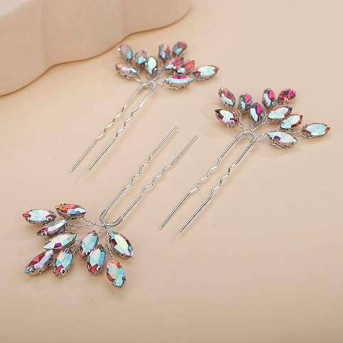 Miniatura 8 de 3 horquillas para el cabello de cristal para novia, piezas de diamantes de imitación, accesorios simples para el cabello de boda, hechos a mano,