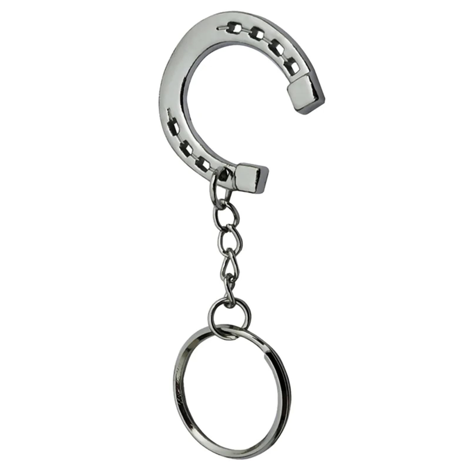 Nvoqilin Silver Horseshoe Keychain Sturdy Alloy Materials Horse Snaffle Bit Keyring Accessory For Equestrians