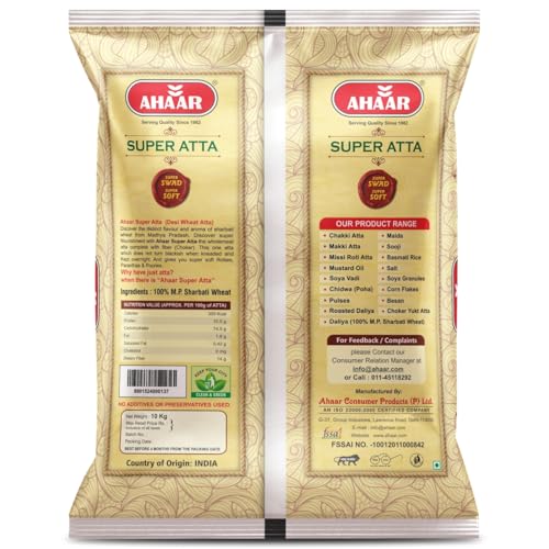 Image of Ahaar Super Atta 10Kg | 100% Natural MP Sharbati Wheat Flour