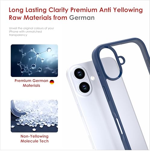 Image of for iPhone Case 16 Plus, [Anti-Yellowing Technology] [Military Grade Drop Protection] Shockproof Slim Hybrid Phone Case for iPhone 16 Plus - Indigo Blue