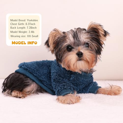 Dog Sweater for Small Dogs Girl Boy, Winter Fleece Teacup Dog Sweaters, Cute Puppy Clothes Warm Soft Pet Outfit Apparel (Nave Blue, XX-Small) - Image 4