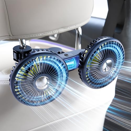 DICMKY Dual Head Car Cooling Fans for Back Seat for Kids Battery Powered Rechargeable Usb - image 1
