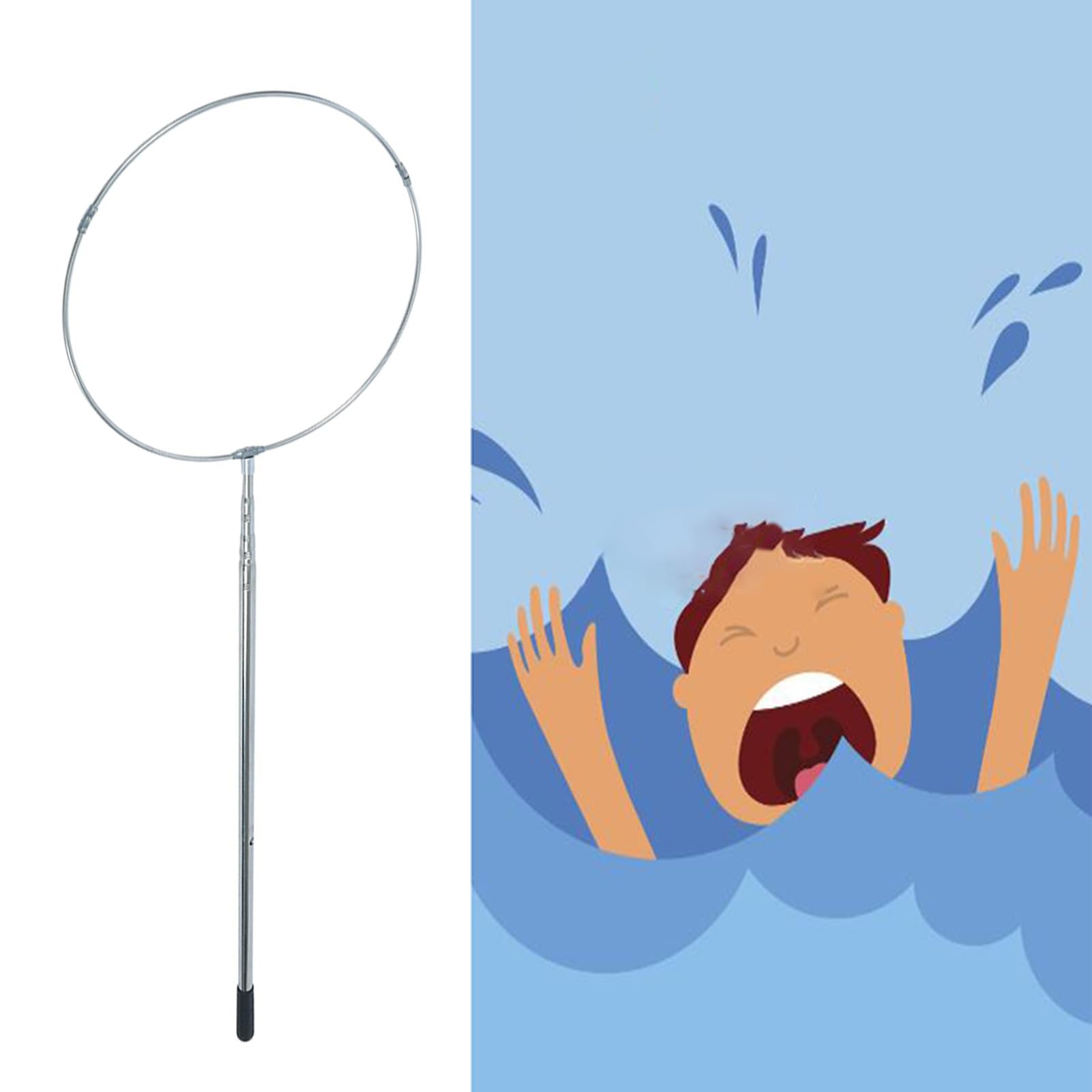 Vibeo Telescoping Pool Pole for Emergency Rescue, Solidly Built 304 Stainless Steel Rescue Hook, Park Lake Pool Fire Fighting Safety Accessories(1.7m(5.5ft))