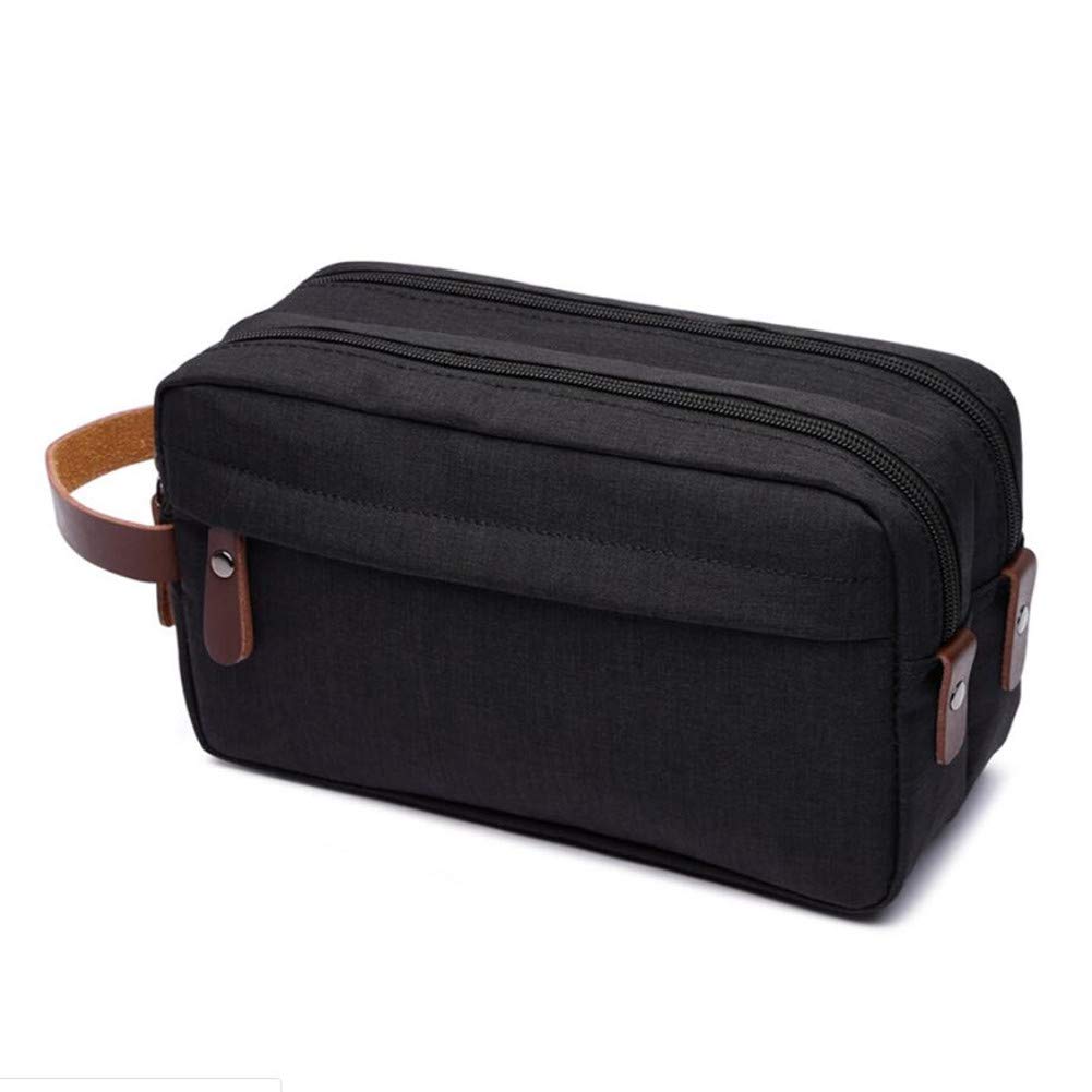 Tumecos Men’s Toiletry Bag Leather Waxed Canvas Shaving Dopp Kit Travel Accessories Organizer Bag