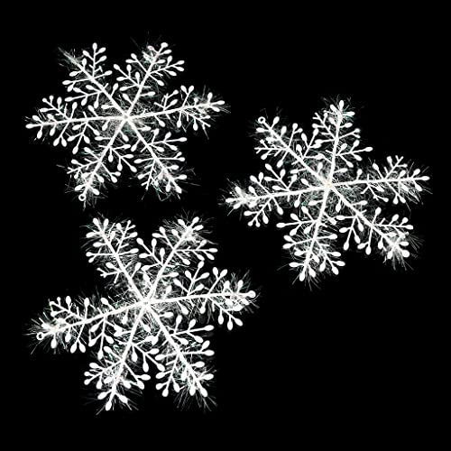 Ozeau White Snowflake Ornaments Winter Christmas Tree Decoration Snow Flakes for Crafting Wedding Backdrop