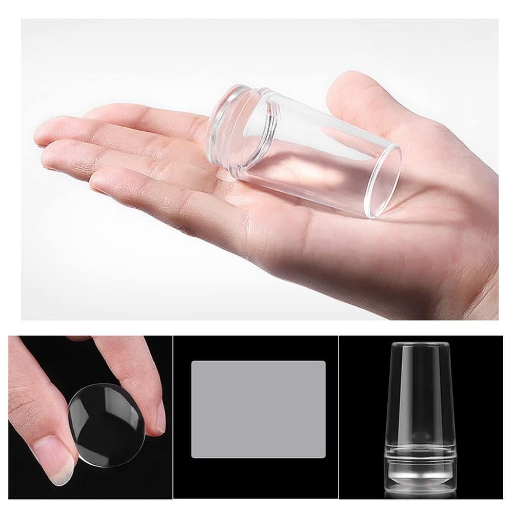 Herramienta de punta francesa, kit de sellos de arte de uñas, gelatina de silicona transparente con raspador, sello de punta francesa para manicura en el hogar DIY puntas de uñas (2 piezas)