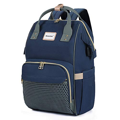 Bessentials Diaper Bag Backpack - Large Multifunction Travel Maternity Baby Changing Bags, Waterproof and Stylish(Macaron Blue)