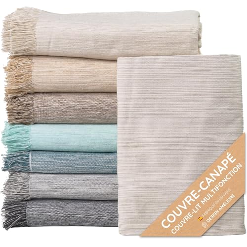 Couvre-lit multi-usages: Plaid Sofa, Plaid Foulard, Couvre-canapé, Foulard pour canapés en coton et autres fibres. Fabriqué en Espagne. Housses de canapé...