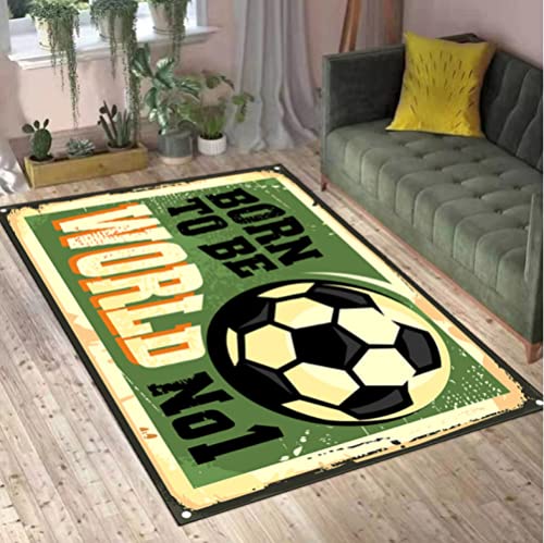 CAIRONG Alfombras de fútbol Vintage Dormitorio 3D Retro fútbol impresión área Alfombra hogar Decoración Cocina baño Puerta Mat 120x160cm Cover
