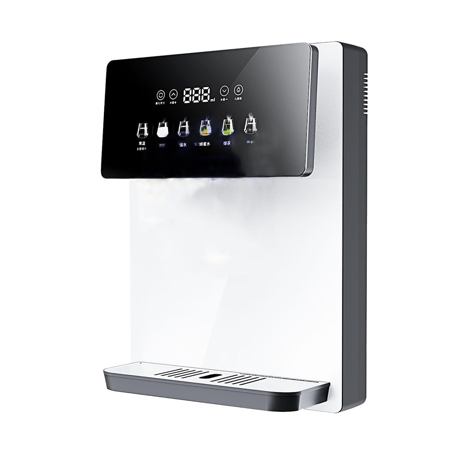 Wandmontierter Heißwasserspender Mit Kindersicherung, LED-Anzeige Und Touch-Bedienfeld, 6 Temperaturstufen, Tanklos, Für Küche Und Büro,White