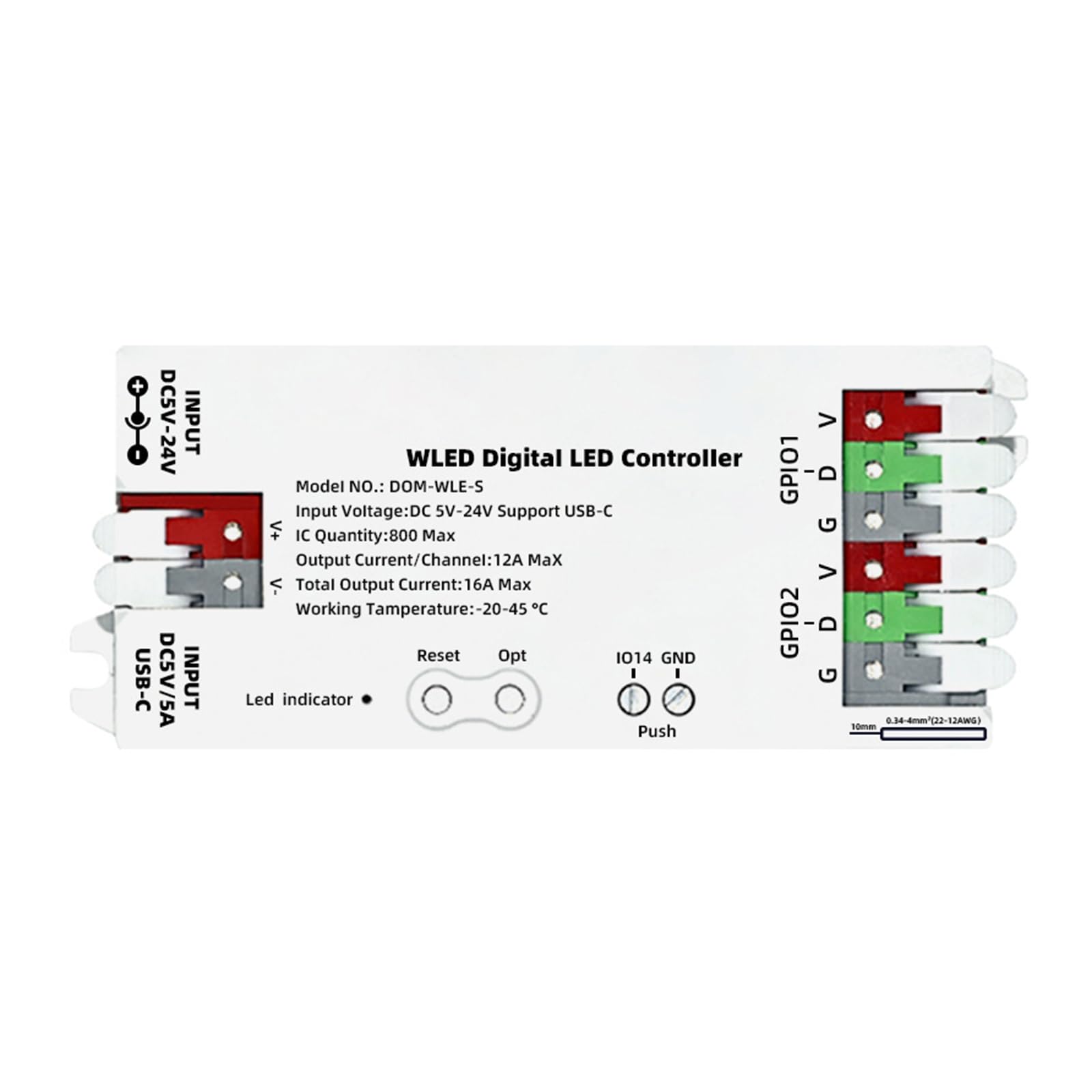 Jazuaiao 8266 WLED Digital LED Strips Lamp Controller Dimmers Light Remote Controls Systems Easy to Use WLED Digital Strips