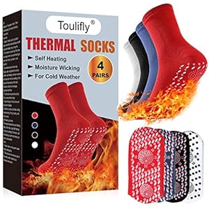 Tcalzini Tormalina Calze Autoriscaldanti Calzini Riscaldati Calzini Magnetici, Termiche, Calde, Scaldamuscoli, Caldi, Invernali, Lavabile, per Uomo e Donna, Nero,4Pairs, Regalo di Natale
