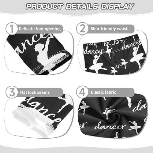 ALAZA Girls' Leggings Children's Yoga Pants Skinny Printed Dance Ballet Dancer Black Comfortable 4T2