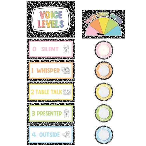 FoszaSzept Push Light and Voice Level Poster Set - Back to School 6Pcs Rechargeable LED Tap Lights & 13 Sheet Noise Level Rules Posters Classroom Management Decor for Teachers Elementary School