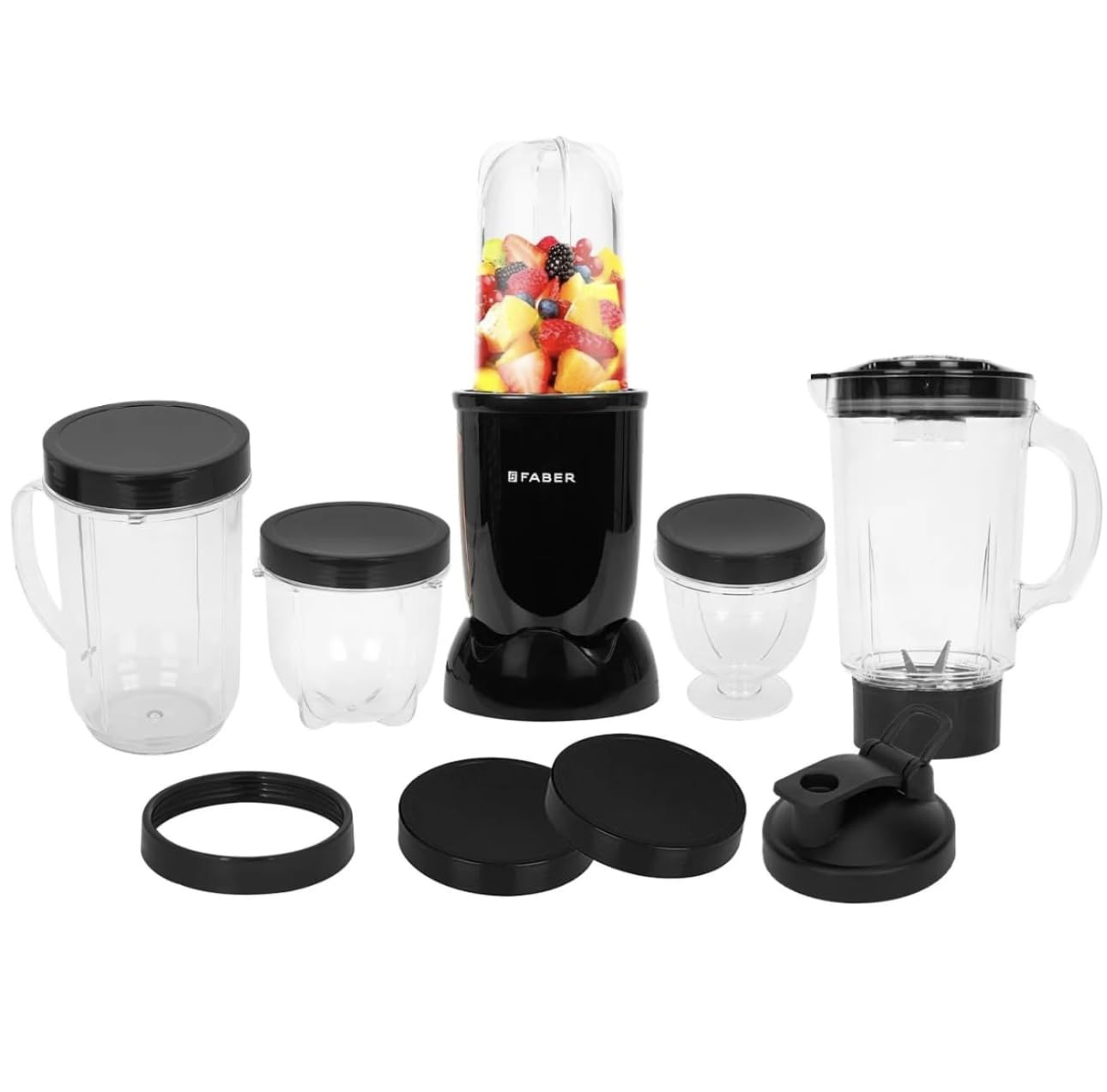 Faber 550W Sportz Blender FSB 5-in-1 Nutrifit Nero|100% Copper Motor|Detachable SS Blade|5 PC Jars 1L+500ML+500ML Mug+300ML+300ML Dessert Cup|Dry & Wet Grinding|Nutri Blender Smoothie|2 Year Warranty-image-24