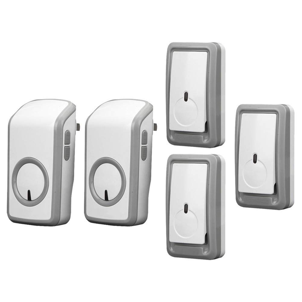 Mini Campanello Wireless Impermeabile IP44, Kit Campanello Porta a Lungo Raggio 1150 piedi/350 m, 3 Pulsanti e 2 ricevitori, 48 suonerie, 6 Livelli di Volume, indicatore