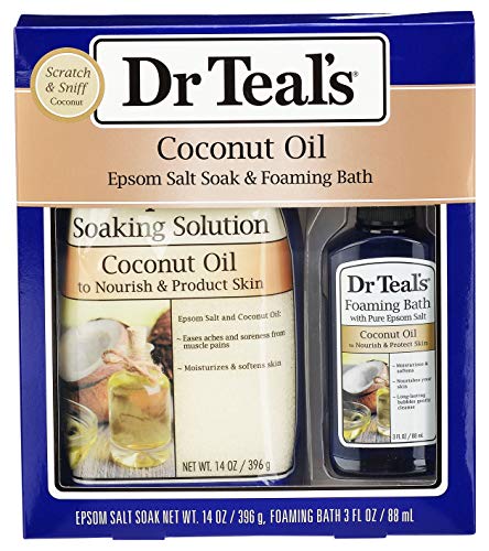 Dr Teal's Coconut Oil Epsom Salt Soak & Foaming Bath 2-Piece Travel Gift Set