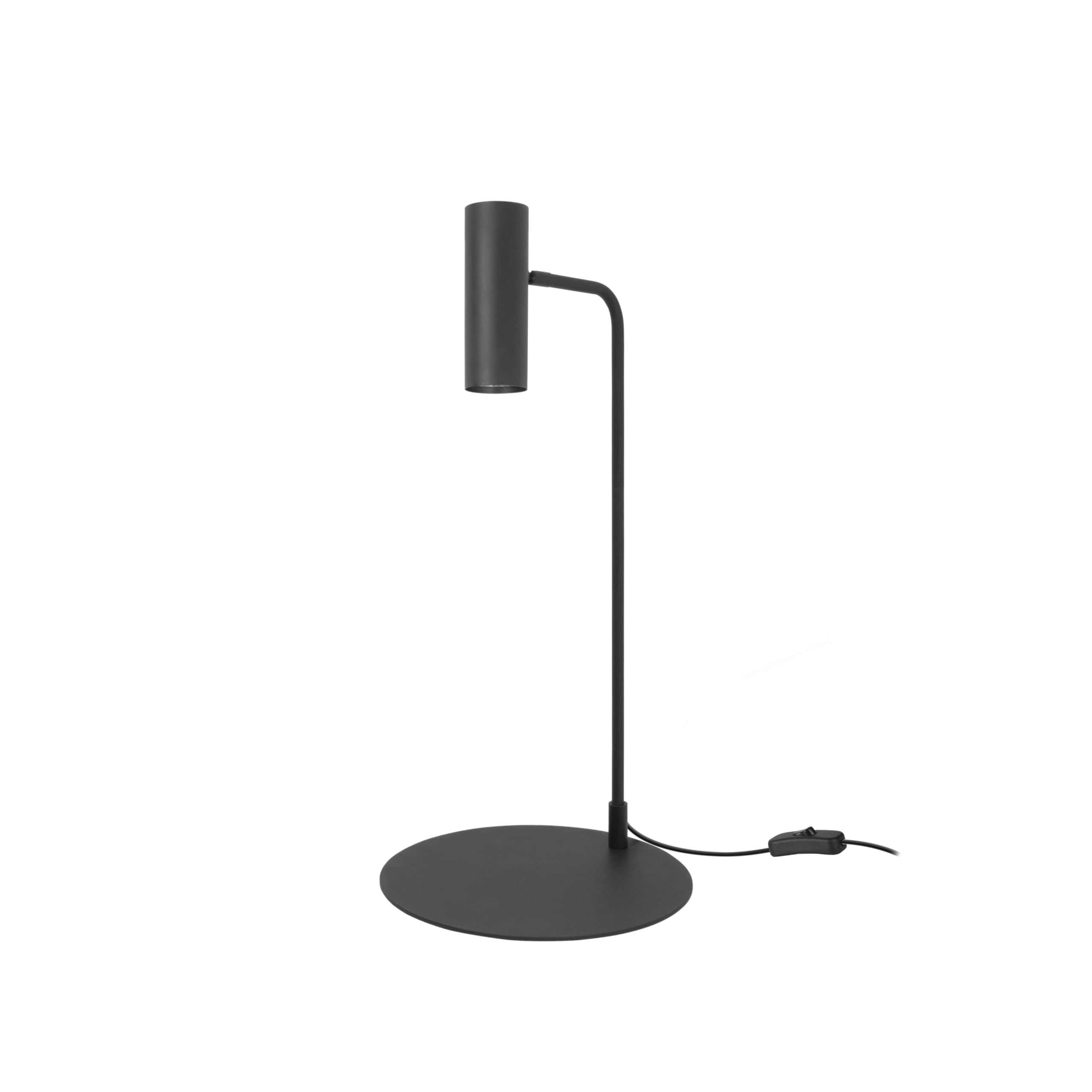 FORLIGHT Meds - Lámpara de Mesa Minimalista de Metal Negro, Cabezal Orientable, Bombilla GU10, Ideal para Escritorio, Diseño Moderno y Funcional, Iluminación Ajustable