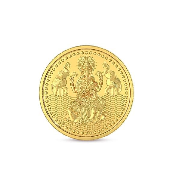 Goddess Lakshmi Coin In Pure 24k 99.9 Yellow Gold 0.5 Gram Certified