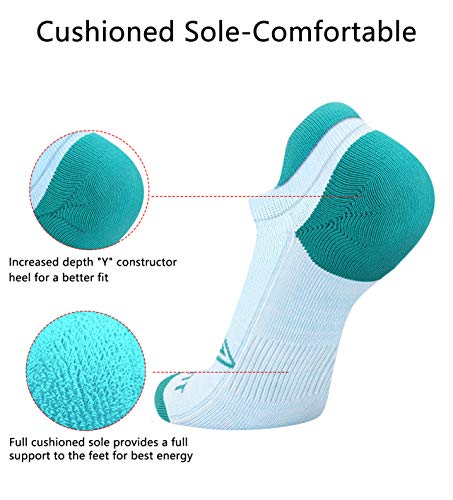 Image of BULLIANT Women Cushioned Running Ankle Socks Anti-Slip Y-Heel No Show 6Pack | Fully Terry Sole | Arch Support | Moisture-Wicking Stretch Yarn | Seamless Toe Closure | Breathable Mesh