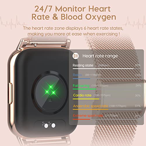 RUXINGX Smartwatch Damen 1.69" Zoll HD, Fitness Armbanduhr IP68 mit SpO2 Pulsmesser Schlafmonitor, Weibliches Zyklus Management, 24 Sportmodi Schrittzähler Stoppuhr Kalorien für Android iOS Roségold - Image 4