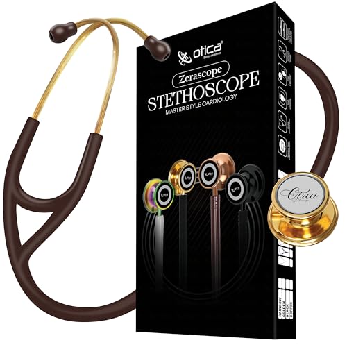 Image of Otica Gold Finish Master-Style Cardiology Stethoscope, Premium Acoustic Performance, Durable Design, Ideal for Doctors, Nurses, EMTs, Medical Students (Brown)