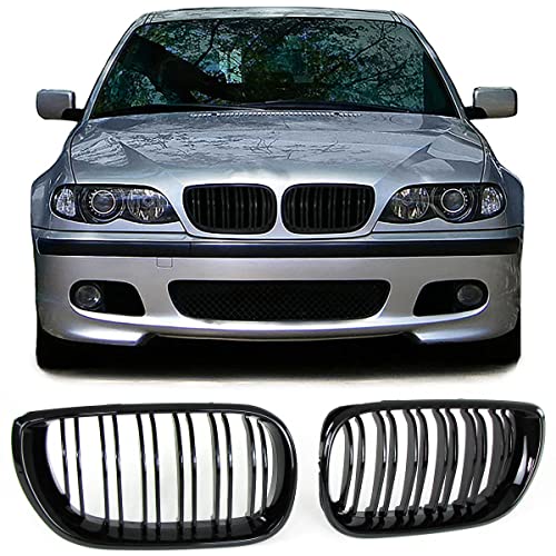 Parrillas de riñón negras de doble barra brillante para actualizar el frontal de tu BMW E46