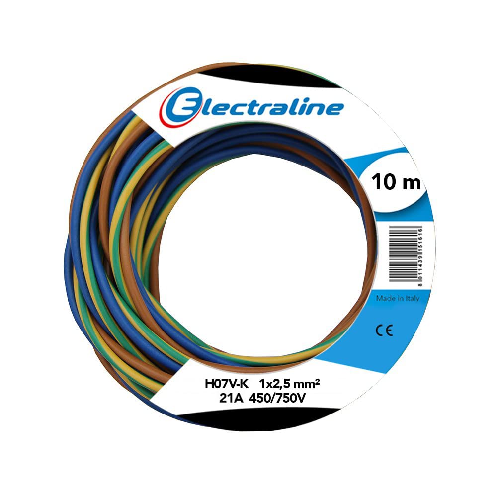 electroline Electraline 25149, Kabel H07V-K, 1x2.5 mm, 10 MT, Brown/Blue/Green/Yellow