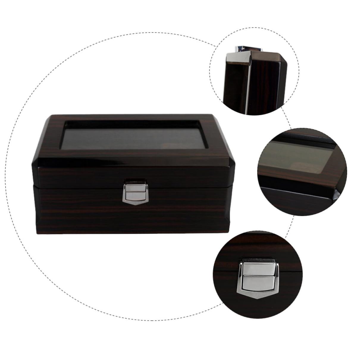 SOLUSTRE Schwarz Uhrenbox Personalisiert mit 3 Fächern