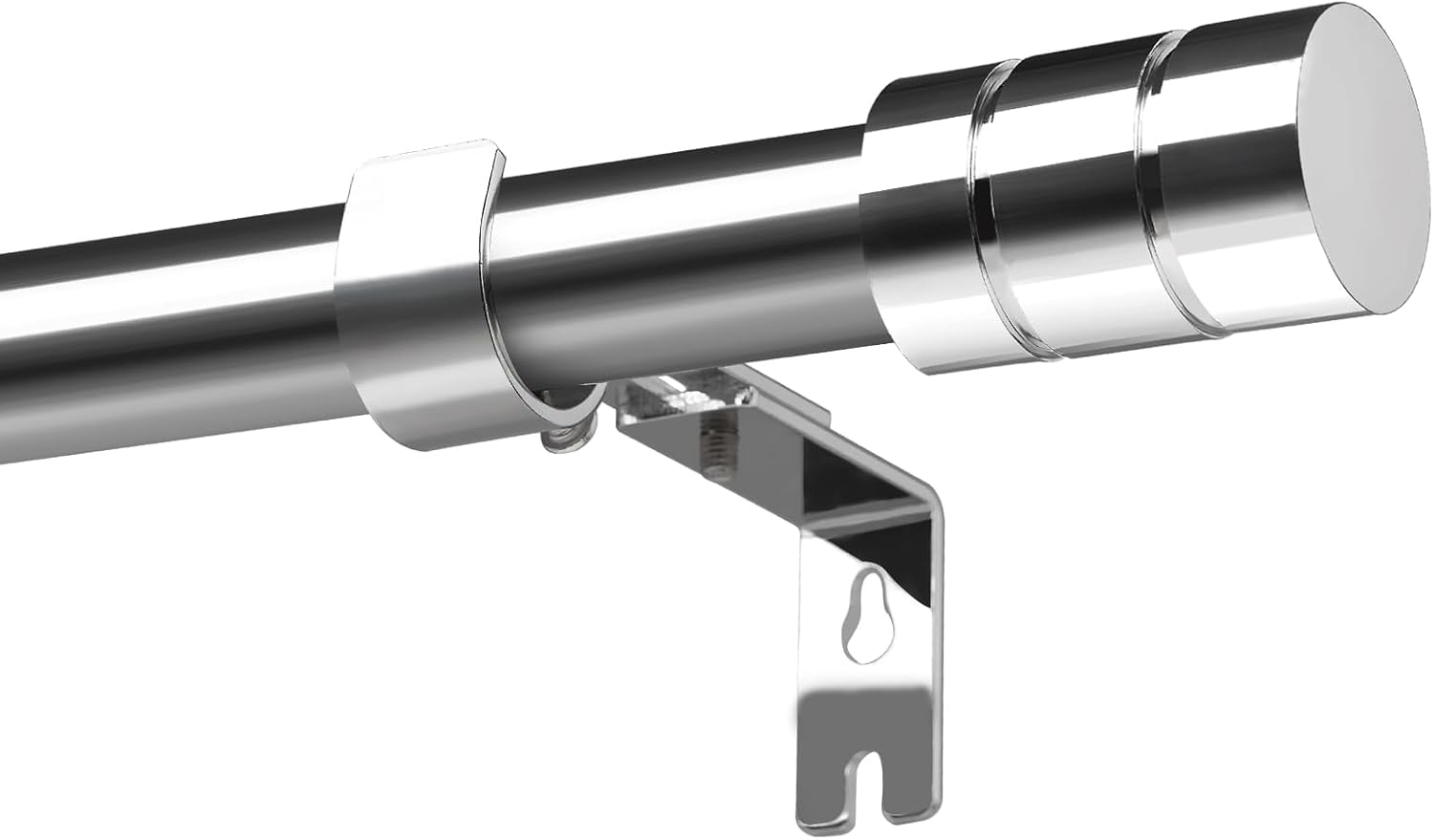 VIOREMOS Silver Extendable Curtain Pole 80-145 cm, 25mm Diameter Metal Curtain Poles for Eyelet Curtains, Heavy Duty Curtain Rod with Brackets, for Living Room, Bedroom, Door