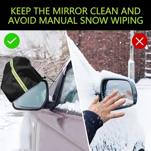 Image of 5 PCS Car Mirror Covers and Windshield Wiper Covers, Rearview Mirror Wiper Snow Covers Dust and Frost Protectors, Car Exterior Protection Accessories, Universal for Most Cars (Black)