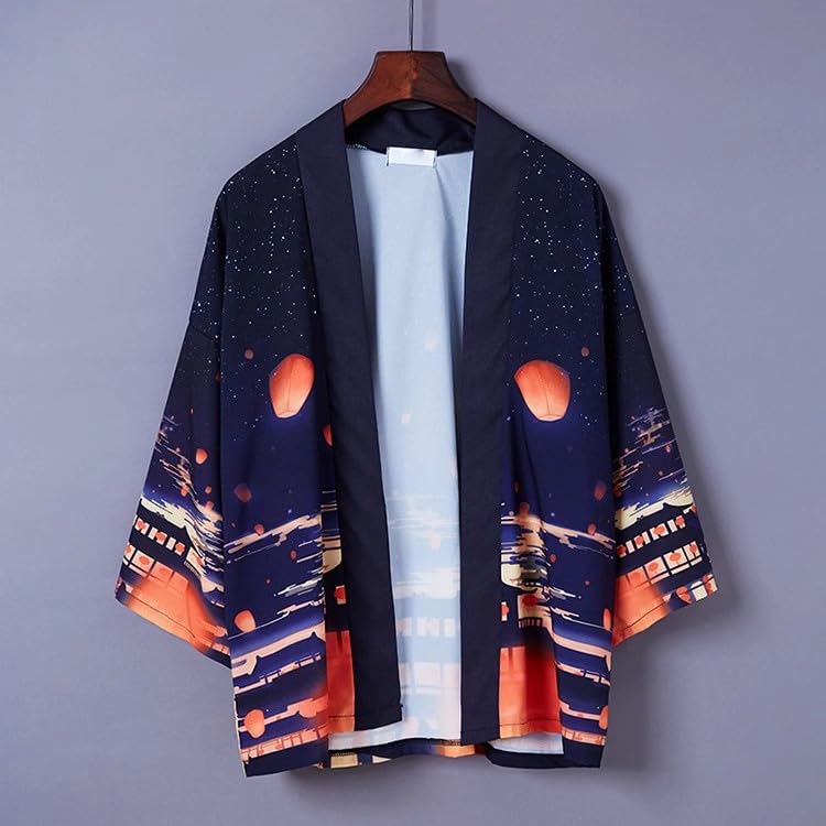 Image of LAI MENG FIVE CATS Women's Floral Print Loose Blouse Japanese Kimono Tops | Puff Sleeve,Cover up Top,Casual Cute Tops,Summer Cardigans 2026