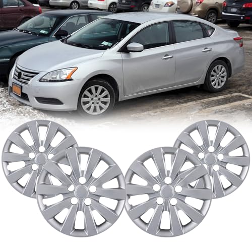 OPKOURE 16 inch Hubcaps Fits for 2013-2019 Nissan Sentra & 2011-2025 Nissan Leaf (Set of 4), Wheel Covers for 13-19 Sentra,11-25 Leaf Models Wheel Rim Hubcap Replacement - Silver