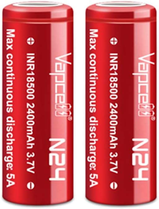 Vapcell 3.7 V 2400 mAh Top plano 18500 5A descarga Li-on IMR batería de litio recargable 2 unids