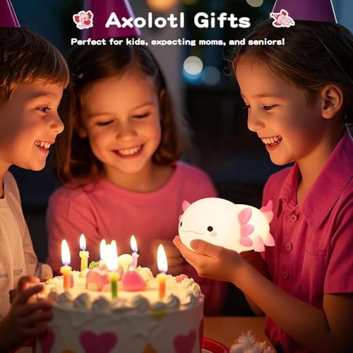 Image of One94Store Cute Axolotl Shape Silicone Electronic Toy for Kids, 7 Color Changing Squishy Soft Touch USB 1200mAh Rechargeable Toy, Fun Light-Up Kids Electronic Toy for Bedroom, Nursery Decor & Gift