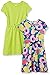 Spotted Zebra Knit Short-Sleeve Cinch-Waist Dresses Bambine e Ragazze, Pacco da 2, Verde Lime/Blu, Frutta, 4-5 Anni